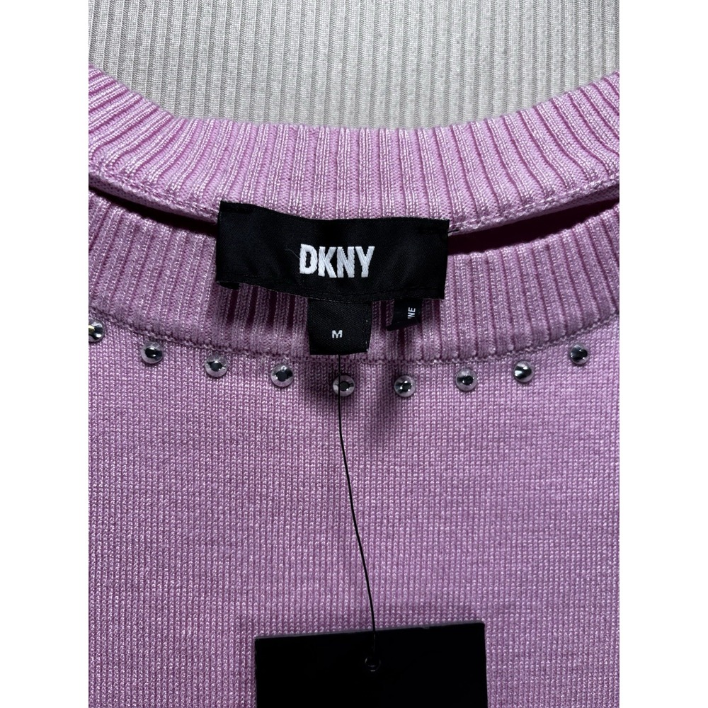 DKNY Women's  Barbie‎ Pink Sweater Silver Studs Accent  S Warm Cozy Coquette - Picture 8 of 12